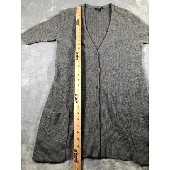 Eileen Fisher Women's M Cardigan Sweater Gray Wool Angora Cashmere rabbit hair - Picture 2 of 4